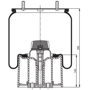 Air Spring Assembly BPW Type 30K With Piston on trailer suspension