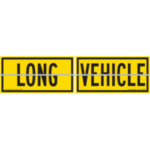 Long Vehicle Hinged 2 Piece 600 x 300mm Class 2 reflective sign fitted to rear