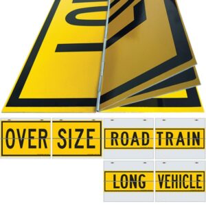 Oversize Road Train Long Vehicle Sign 1200x490mm hinged 2-piece Class 2 reflective plate