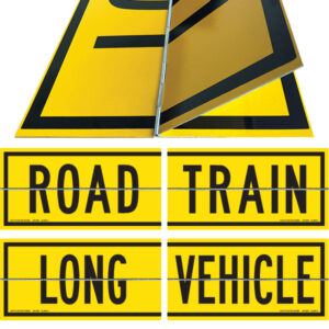 Road Train Long Vehicle Hinged Sign 1200x250mm Class 2 reflective aluminium plate