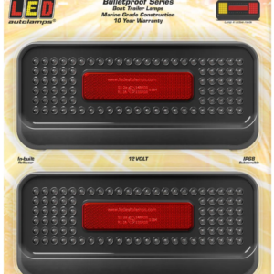 Combination LED boat trailer lamp twin pack with stop tail indicator and licence plate lighting