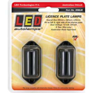 LED licence plate lamp 12-24V black twin pack with steel housing