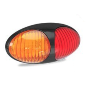 Amber red side marker lamp 12/24V with curved oval housing and bare wire lead