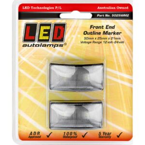 White LED front end outline marker twin pack on black base