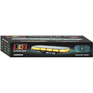 Amber emergency mini light bar with clear lens and single bolt mount