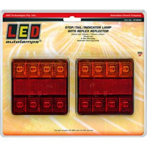 Stop tail indicator lamps 12V square trailer light twin pack