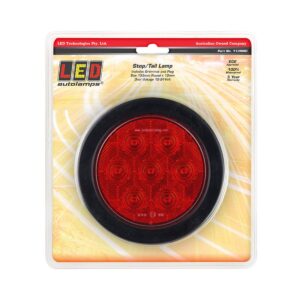 Round stop tail lamp red lens with grommet