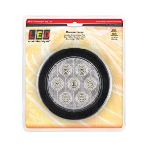 Round LED Reverse Lamp with white lens and recessed grommet mount