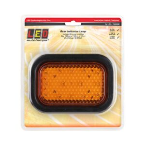 12/24V indicator lamp with grommet rectangular amber lens