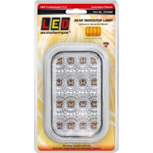 12/24V clear lens indicator lamp with amber LEDs and chrome reflector