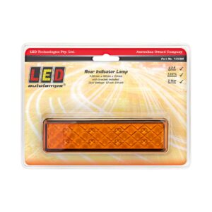 Rear indicator LED lamp with amber lens and black base