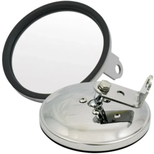 125mm Round Spotter Mirror with stainless steel housing and bolt-on bracket
