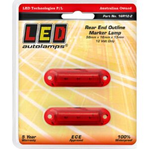 12V LED rear position marker lamp with red lens