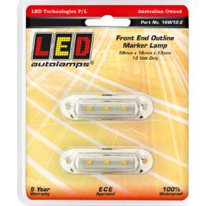 Front outline marker lamp white 12V twin pack