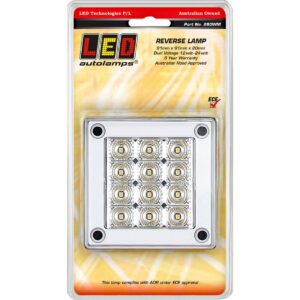 Reverse LED lamp insert with clear square lens and 12 white LEDs