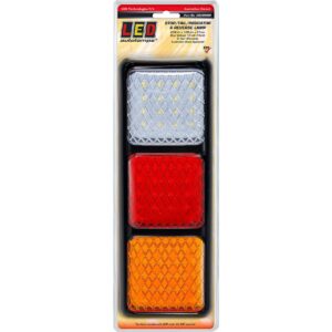Combination LED tail lamp with reverse amber red white lens