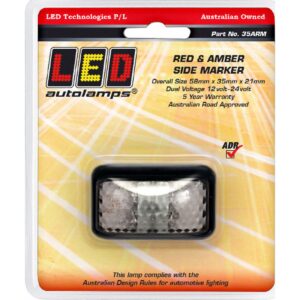 12/24V red amber side marker light clear lens