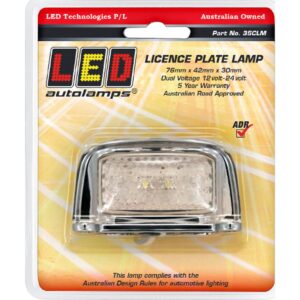 LED licence plate lamp chrome housing 12/24V