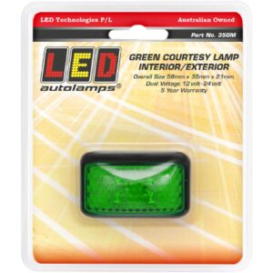 Green LED courtesy lamp with surface mount body