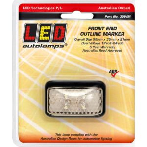 White LED front outline marker lamp with surface mount body