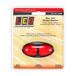 Rear red marker lamp 12/24V with red lens