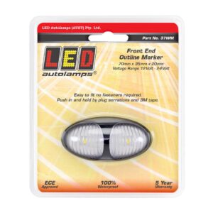 Front white LED marker lamp with clear lens and black bezel