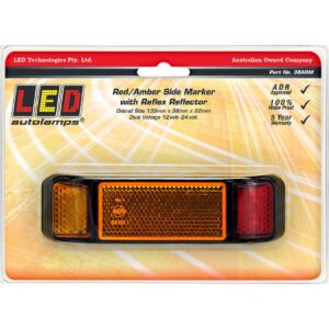 Red amber LED side marker light with reflector