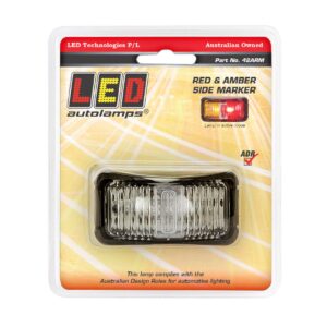 Red amber LED side marker with clear clip-in lens