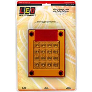 LED rear indicator lamp with amber lens and red reflector