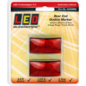 Red rear end outline marker twin LED lamp pack