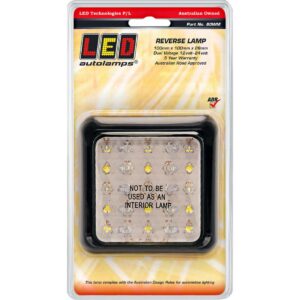 12/24V LED reversing lamp with square white lens