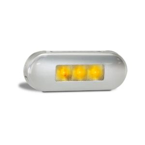 Amber side marker lamp with clear lens and stainless steel bezel