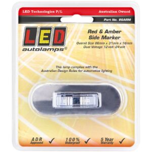 LED red amber side marker lamp with stainless steel bezel