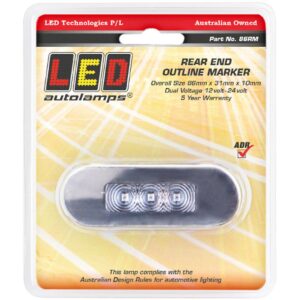 LED rear marker lamp with clear lens and stainless steel bezel