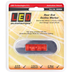 12/24V LED rear end outline marker lamp with red lens and stainless bezel