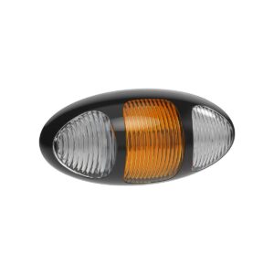 Front outline marker indicator with black bezel and clear amber lens