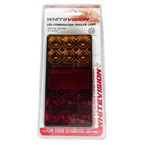 Left hand LED trailer lamp with stop tail indicator and reflector lens