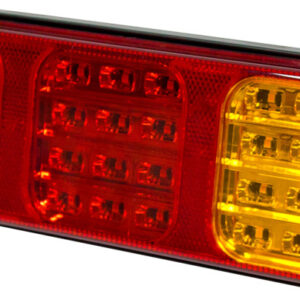 LED combination trailer lamp with reverse stop tail indicator and reflector lens
