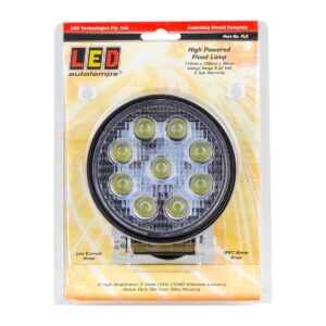 9-32V round flood lamp with black housing