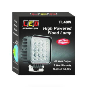 48W LED flood work lamp with square black housing