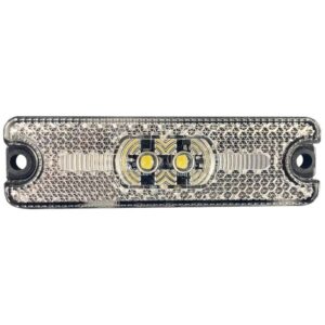 Front clearance LED marker with clear lens and integrated reflector