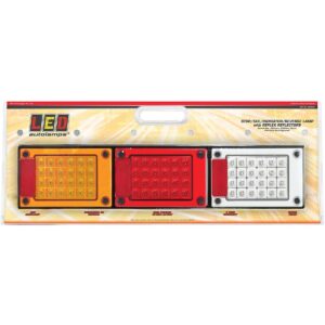 Jumbo stop tail indicator reverse LED lamp with amber red and white lenses