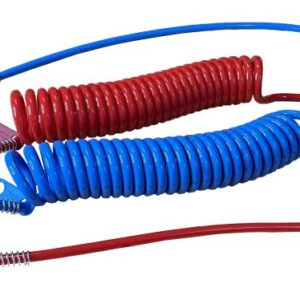 Long tail Poly-U air coil pair with red and blue 1/2" BSPT trailer air coils