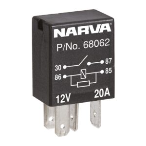 12V 20A micro relay with resistor in blister pack