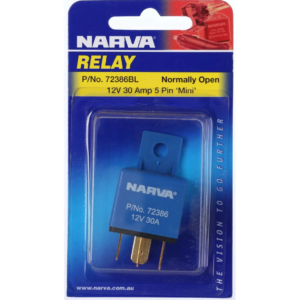 Narva 12V 30A 5 pin mini relay with resistor