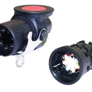 ABS/EBS 7 pin 24V trailer plug with screw contacts and black reinforced housing