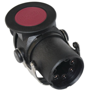 ABS/EBS 7 pin Multivolt trailer plug with screw contacts cover and black reinforced housing