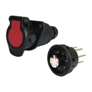 ABS/EBS 7 pin 24V trailer socket with screw contacts cover and black reinforced housing