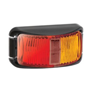 Red amber LED side marker light 9-33V with 0.5m cable and black deflector base