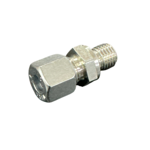 BPW M16 x 8mm nylon tube fitting with straight threaded body and locknut